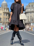 Women's Solid Color Fashionable Ruffled Cotton Dress