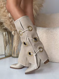 Canvas Flaps and Metal Eyelets Boots