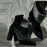 Women's Suede Glitter High Heel Boots