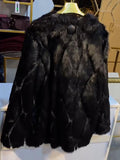 Fashionable Black Shiny Fur Coat