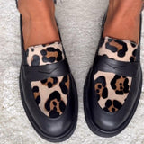 Women's Leopard Print Leather Loafers