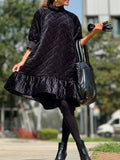 Women's Solid Color Fashionable Ruffled Cotton Dress