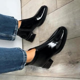 Women's Black Chunky Heel Chic Boots