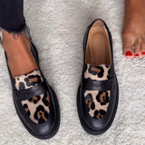 Women's Leopard Print Leather Loafers