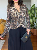 Sequined Leopard Print Special Design Jumpsuit