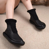 Vintage Knitted Stretch Thick-Soled Velvet Boots