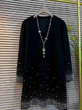 Luxury Fashion Beaded Diamond V-Neck Dress