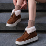 Thick Sole Zippered Suede Snow Boots