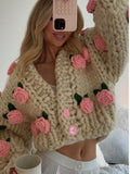 Big Pink Rose Knit Jacket