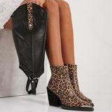 Women's Leopard Removable Leather Boots