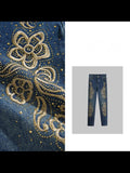 Superb Embroidery And Rhinestone High-End Slim Jeans