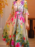 Women's Holiday Style Maxi Silk Dress