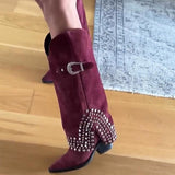 Suede Studded Women's Boots