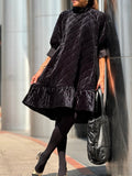 Women's Solid Color Fashionable Ruffled Cotton Dress