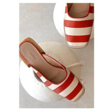 Women's Striped Vintage Block Heel Mules