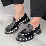 Women's Checkerboard Leather Loafers