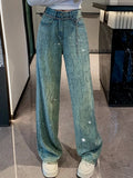 Women's Hot Diamond Shiny Wide Leg Jeans