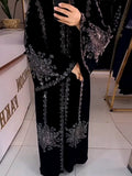 Black Velvet And Rhinestone Floral Coat