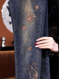 Luxury Butterfly Embroidery Rhinestone Jeans