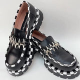 Women's Checkerboard Leather Loafers