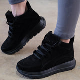 Thick-Soled Lace-Up Suede Casual Sneakers