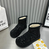 Rhinestone Super Shiny Thick Sole Anti-Slip Winter Boots