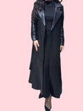 Women's Black Leather Maxi Trench Coat