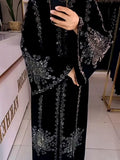 Black Velvet And Rhinestone Floral Coat