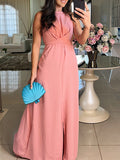 Women's Slit Sleeveless Waist Maxi Dress