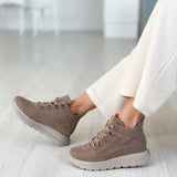 Thick-Soled Lace-Up Suede Casual Sneakers