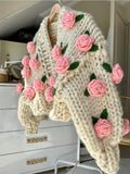 Big Pink Rose Knit Jacket