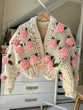 Big Pink Rose Knit Jacket