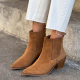 Pointed Toe Block Heel Vintage Western Boots