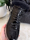 Winter Thick Velvet Lacquered Double Zipper Boots