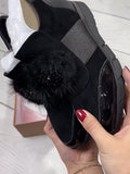 Fringed Feather Warm Rhinestone Ankle Boots