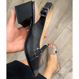 Women's Leather Block Heel Sandals