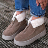 Thick Sole Zippered Suede Snow Boots