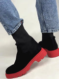 Women's Contrast Knitted Stretch Boots