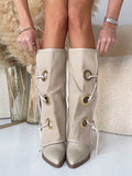 Canvas Flaps and Metal Eyelets Boots