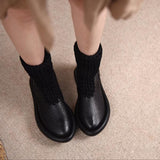 Vintage Knitted Stretch Thick-Soled Velvet Boots