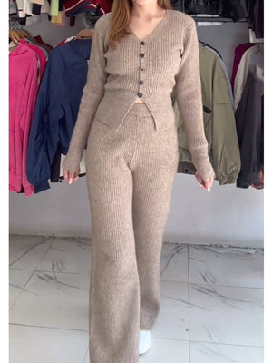 Warm Comfy Knit Pants 2pc Set