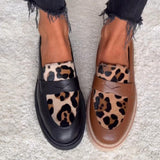 Women's Leopard Print Leather Loafers