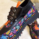 Women's Smiley Leather Printed Sneakers