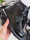 Patent Leather Thick Velvet Winter Zipper Boots