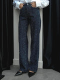 Dark Blue Kuzmina Textured Straight Jeans