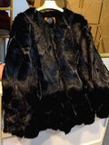 Fashionable Black Shiny Fur Coat