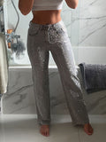 Women's Wide Leg Diamond Shimmer Jeans