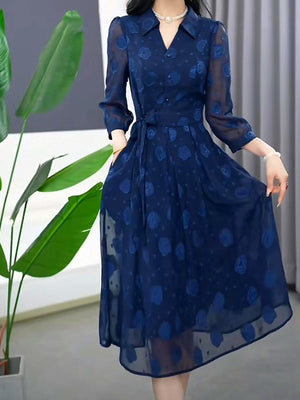 Women's Long Sleeve Elegant Luxury Floral Dress