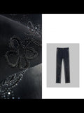 Flower Embroidery Hot Diamond High-End Slim Jeans