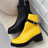 Muffin Sole Patchwork Leather Women's Boots